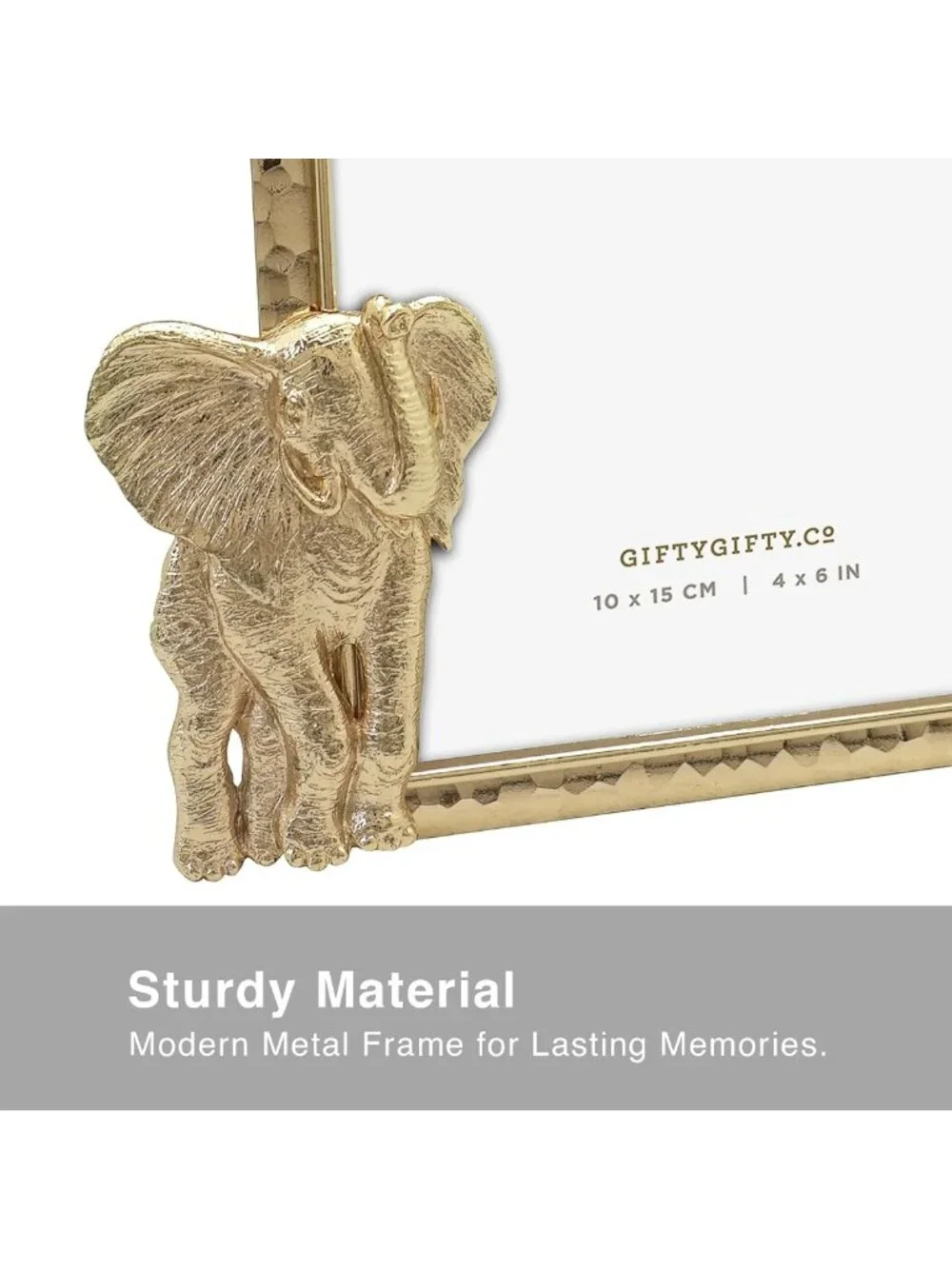 Elegant Gold Elephant Picture Frame 4x6 for Tabletop Decor - Ideal for Home